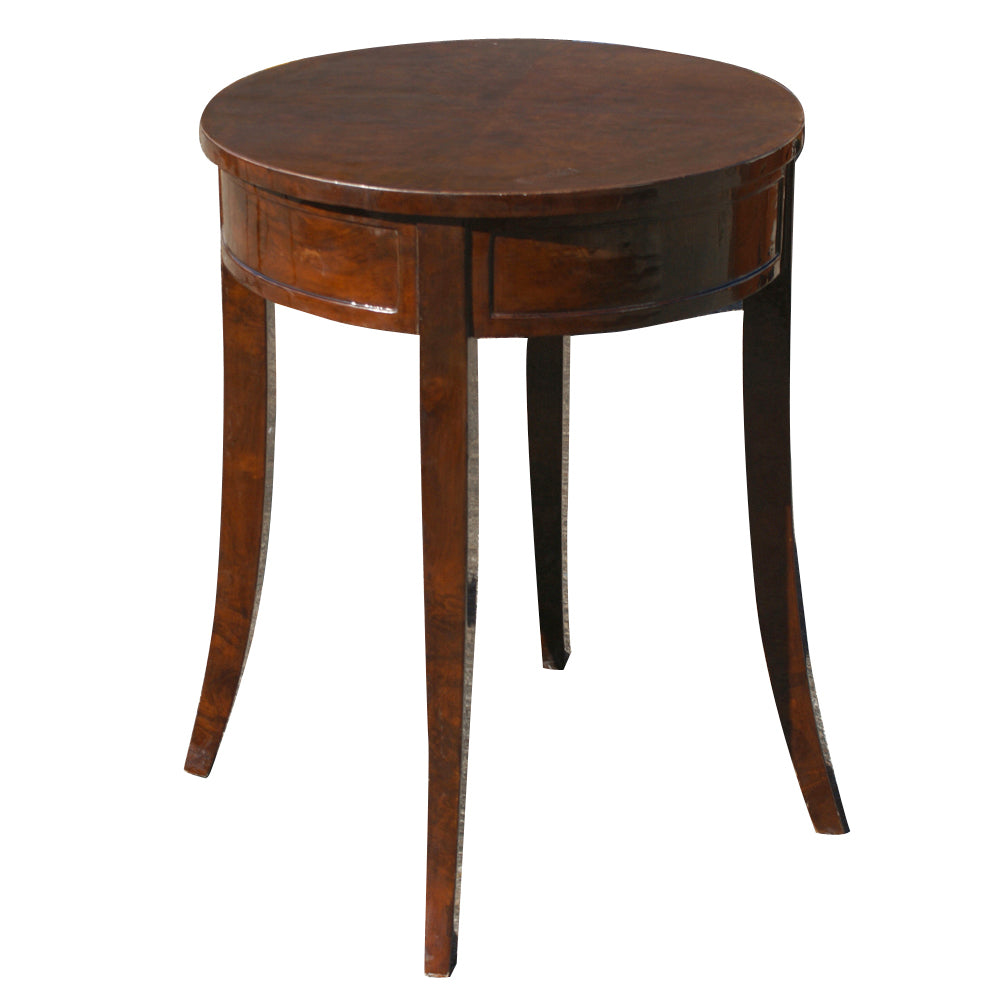 24″ Art Deco Burl Round Side End Table