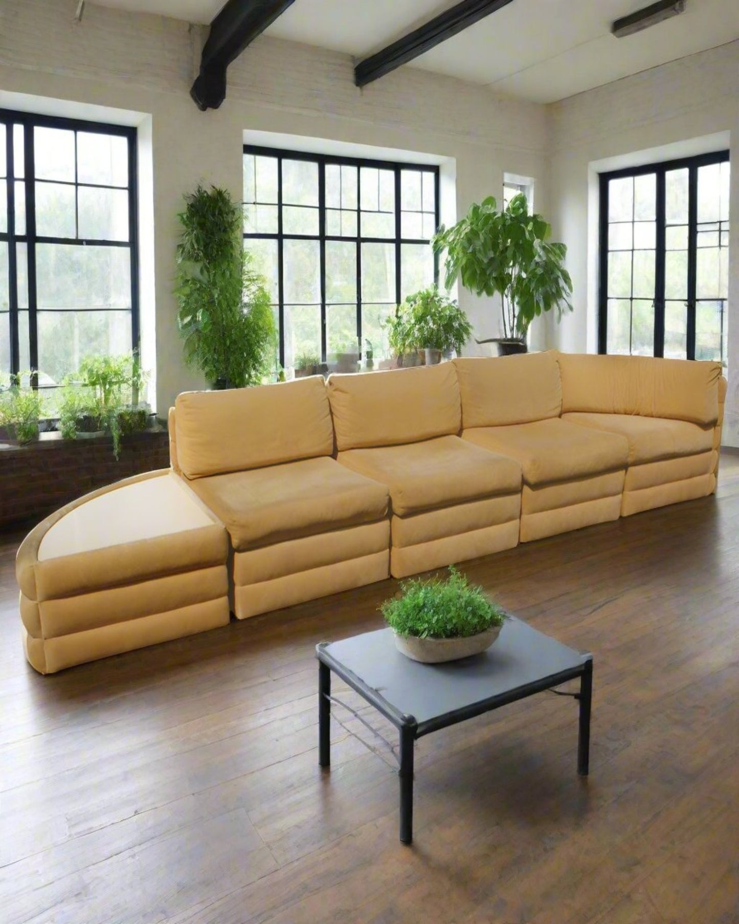 5 Piece Milo Baughman Thayer Coggin Sectional Sofa Couch and End Table