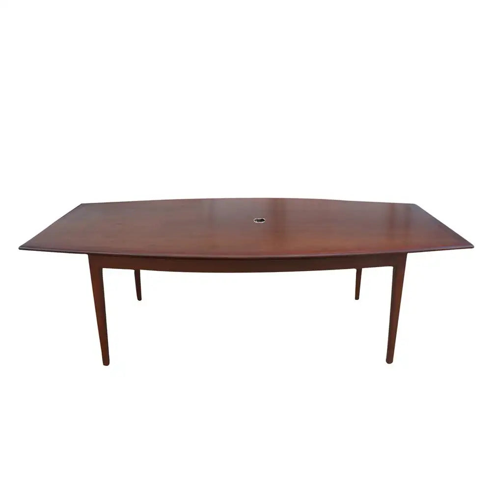 8ft Vintage Florence Knoll Boat Shaped Walnut Dining Table