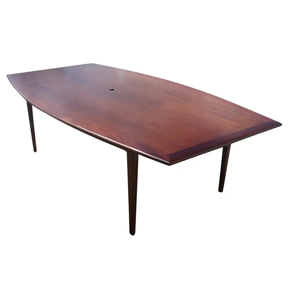8ft Vintage Florence Knoll Boat Shaped Walnut Dining Table