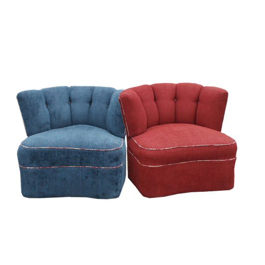 Pair of Vintage Swivel Channel Back Style Chairs