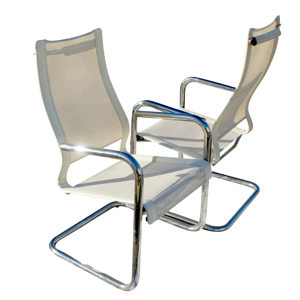(2) Mid Century Modern Chrome Flex Rose Chairs