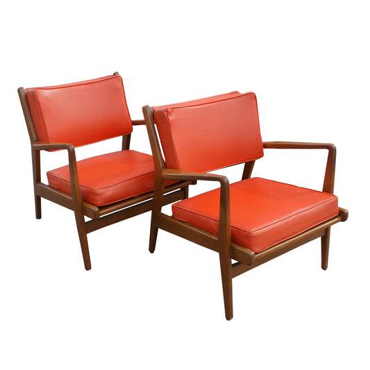 Pair Vintage Mid Century Restored Jens Risom Lounge Chairs