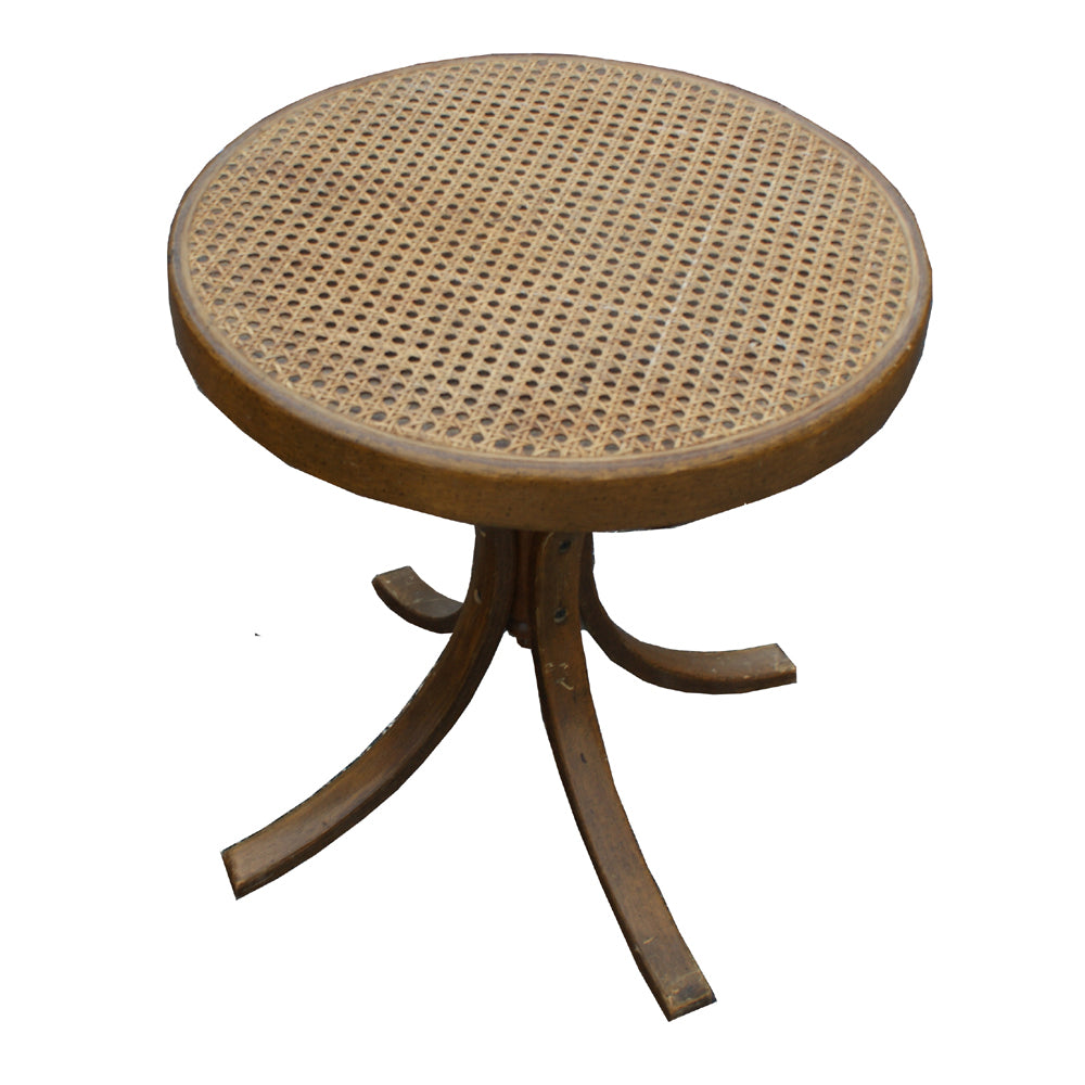 Vintage Thonet Bamboo Circular Cane Side Table