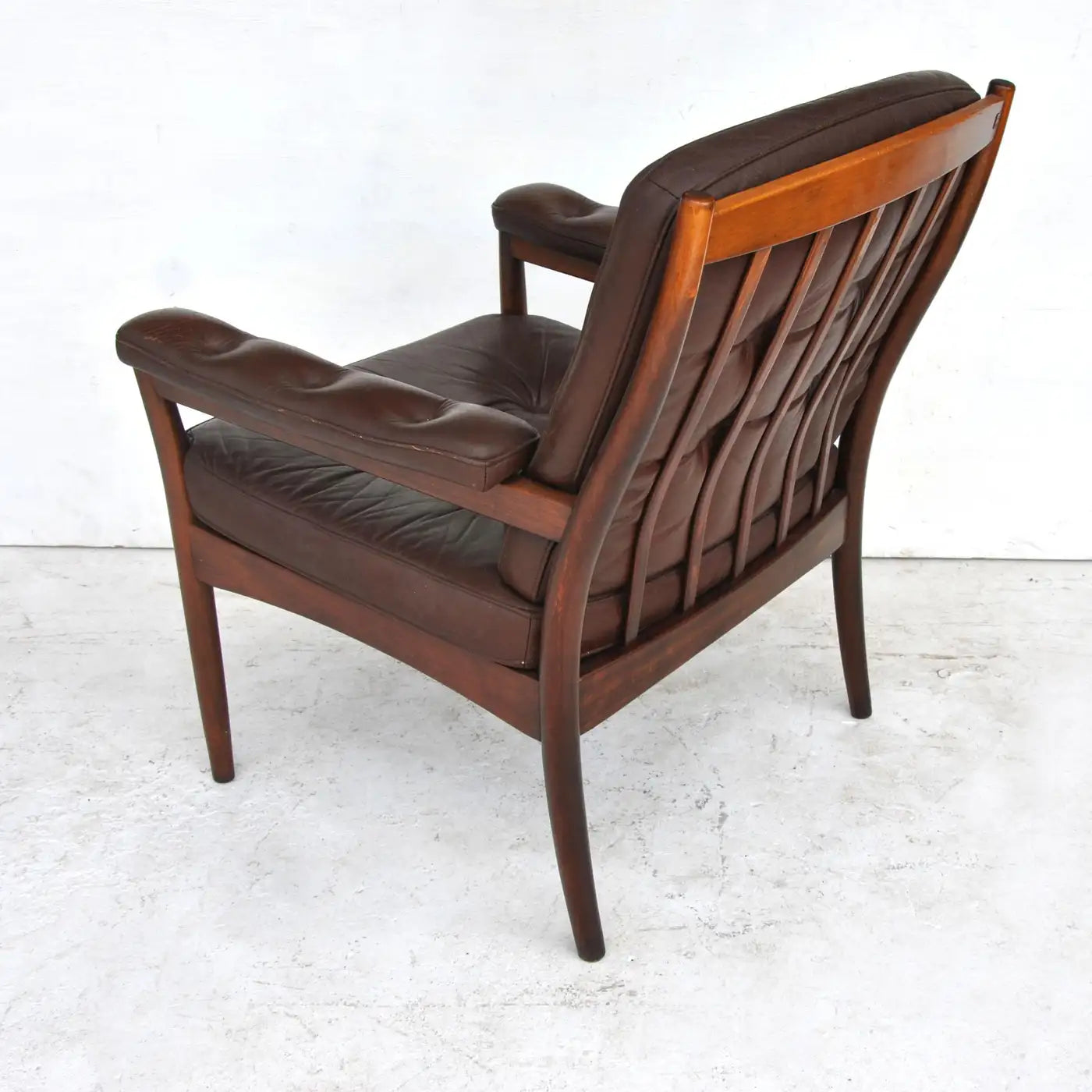 Vintage Brown Leather Swedish Lounge Chair by Gote Mobler