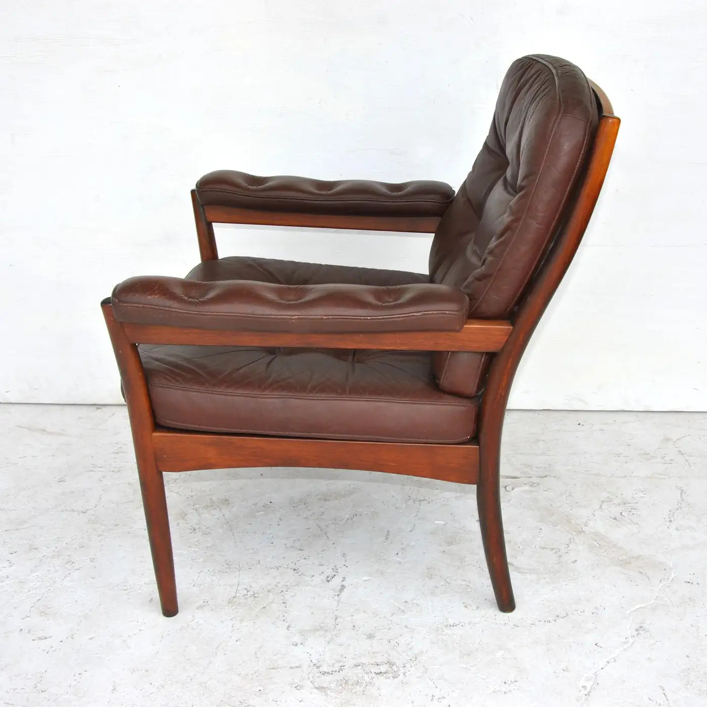 Vintage Brown Leather Swedish Lounge Chair by Gote Mobler