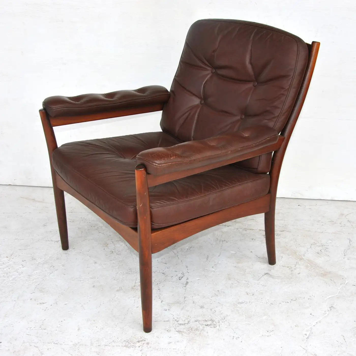 Vintage Brown Leather Swedish Lounge Chair by Gote Mobler