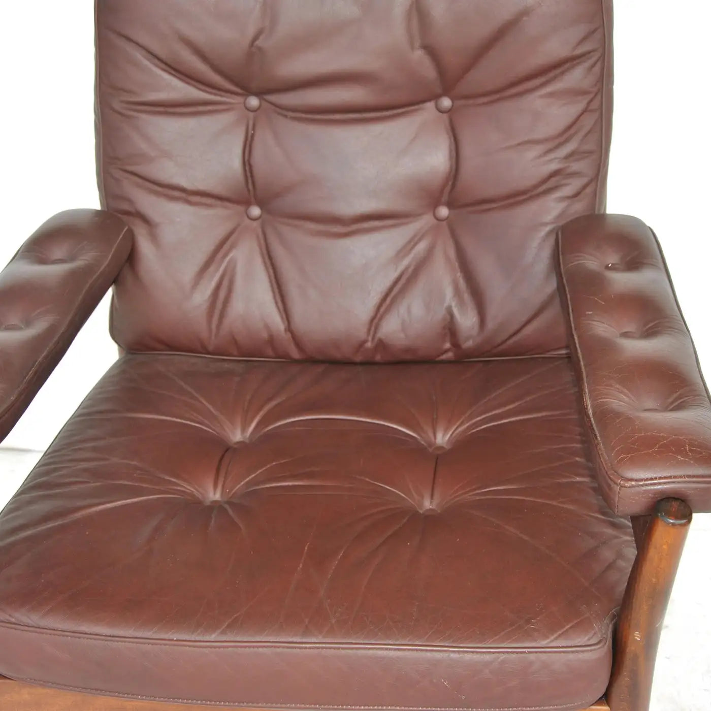 Vintage Brown Leather Swedish Lounge Chair by Gote Mobler