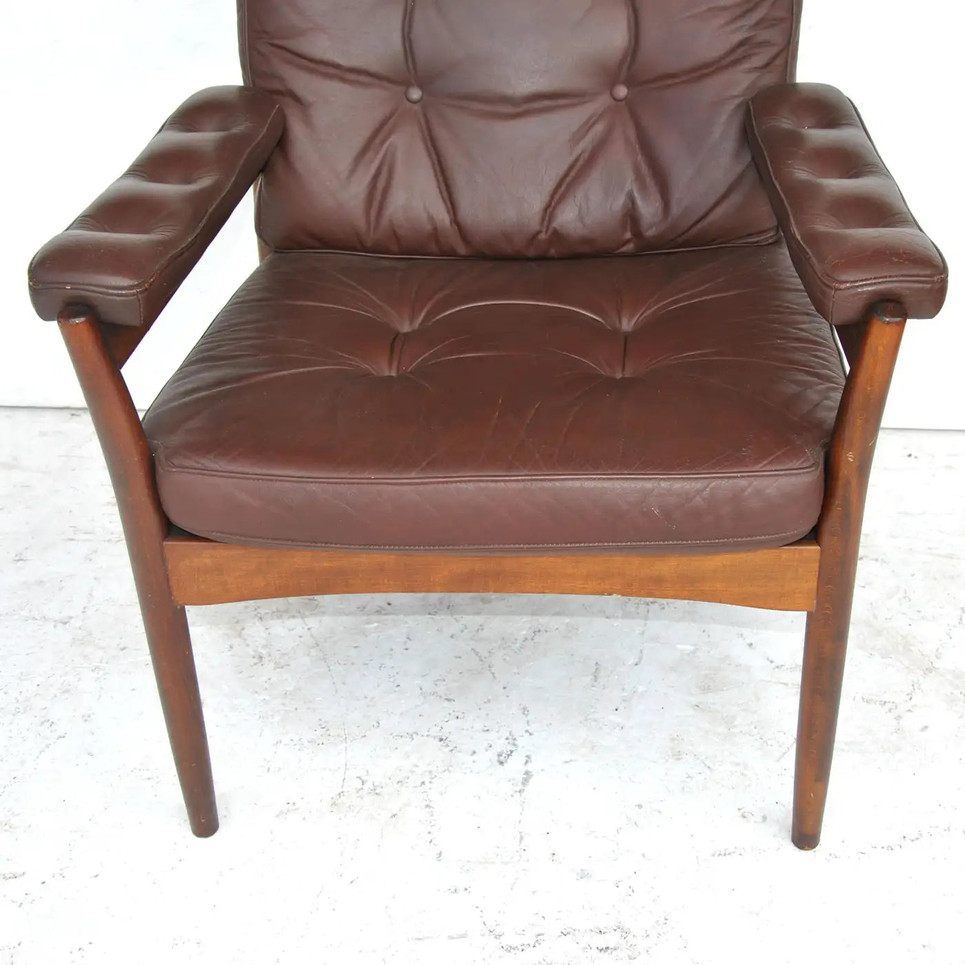 Vintage Brown Leather Swedish Lounge Chair by Gote Mobler