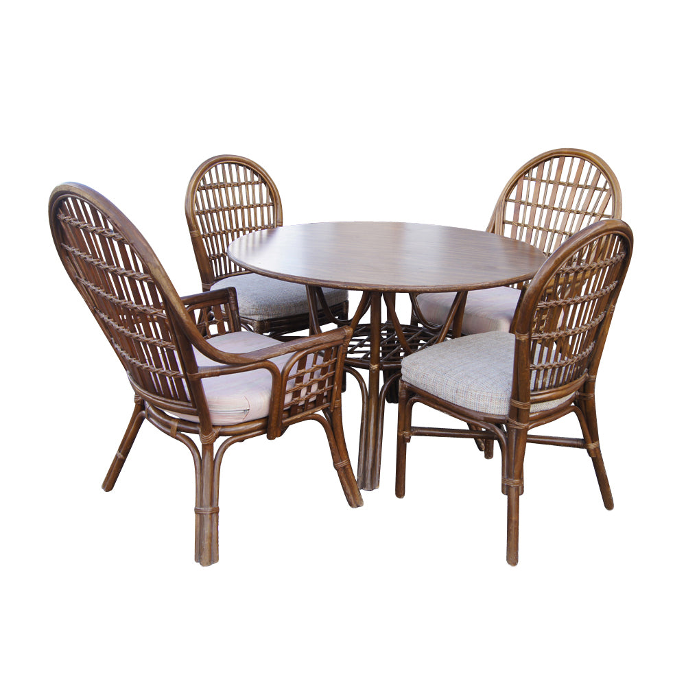 Vintage Rattan Dining Table and Chairs