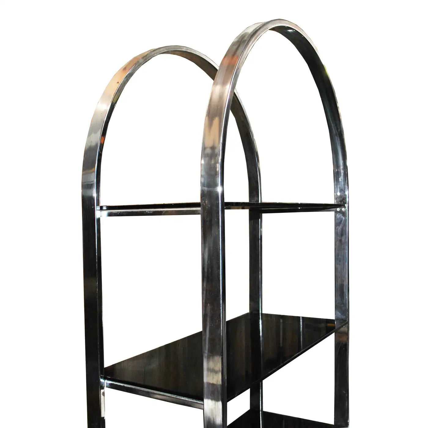 Vintage Milo Baughman Style Mid Century Chrome Etagere