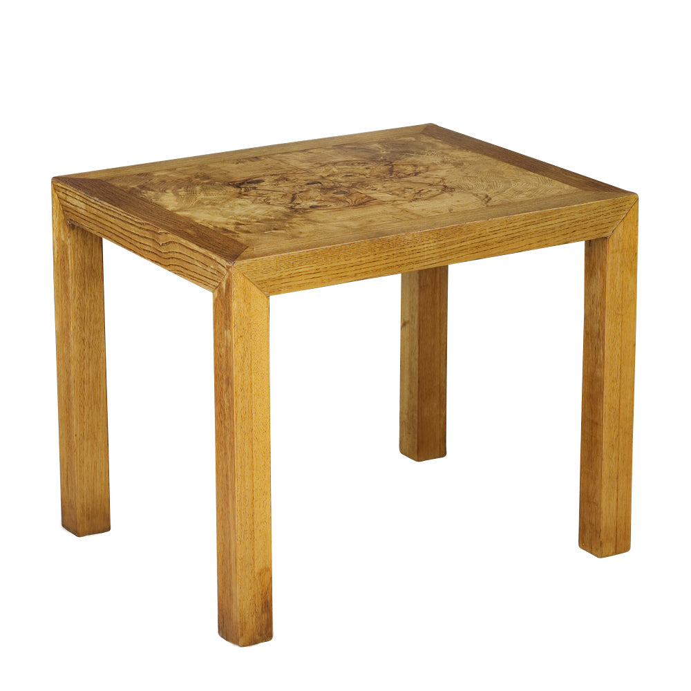 27″ x 22″ Mid Century Milo Baughman Style Burl Wood Side Tables