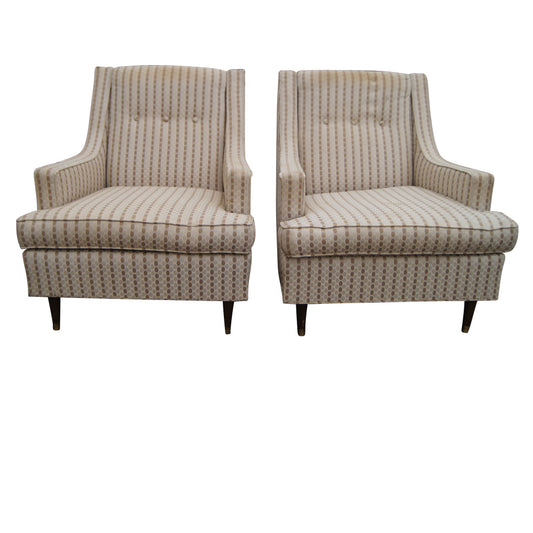 3ft Tall Pair of Lounge Arm Chairs in the Style of Edward Wormley