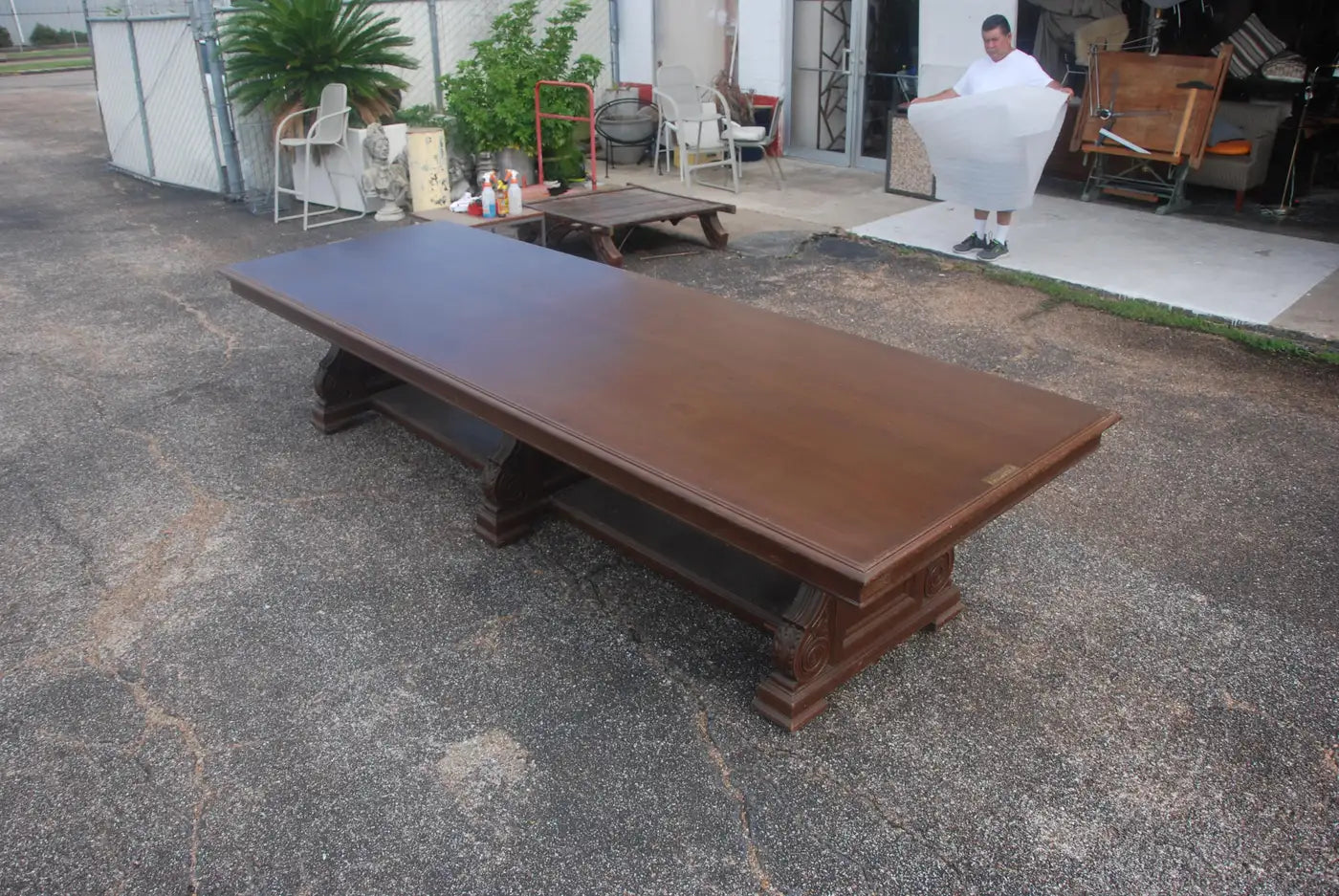 Antique 12 Ft. Roxana Petroleum Corporation Oak Conference Table