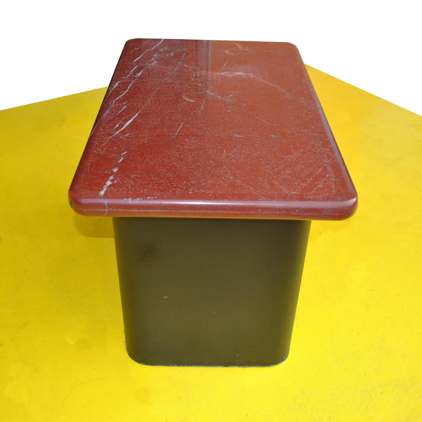 Pair of 18″ Red Marble and Wood Side End Tables