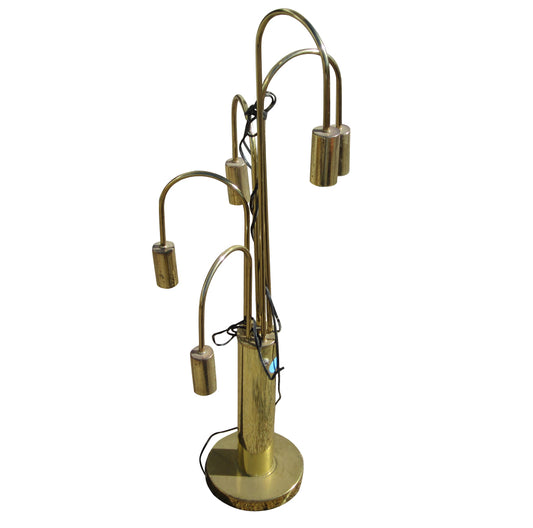 Laurel Five Light Brass Waterfall Table Lamp in the style of Milo Baughman (MR13285)