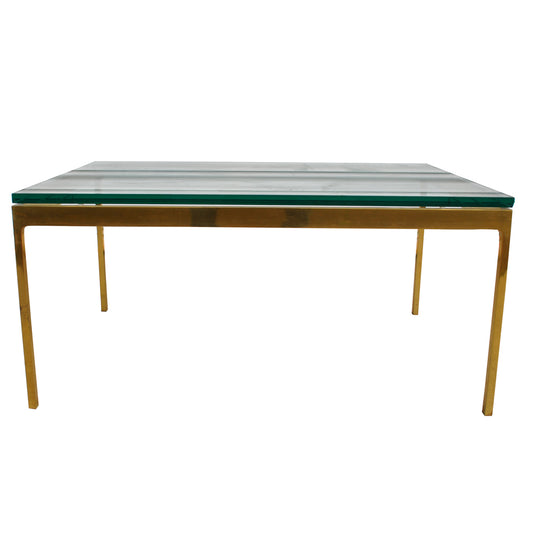 36″ Long Nicos Zographos Glass and Brass Coffee Table for Zographos