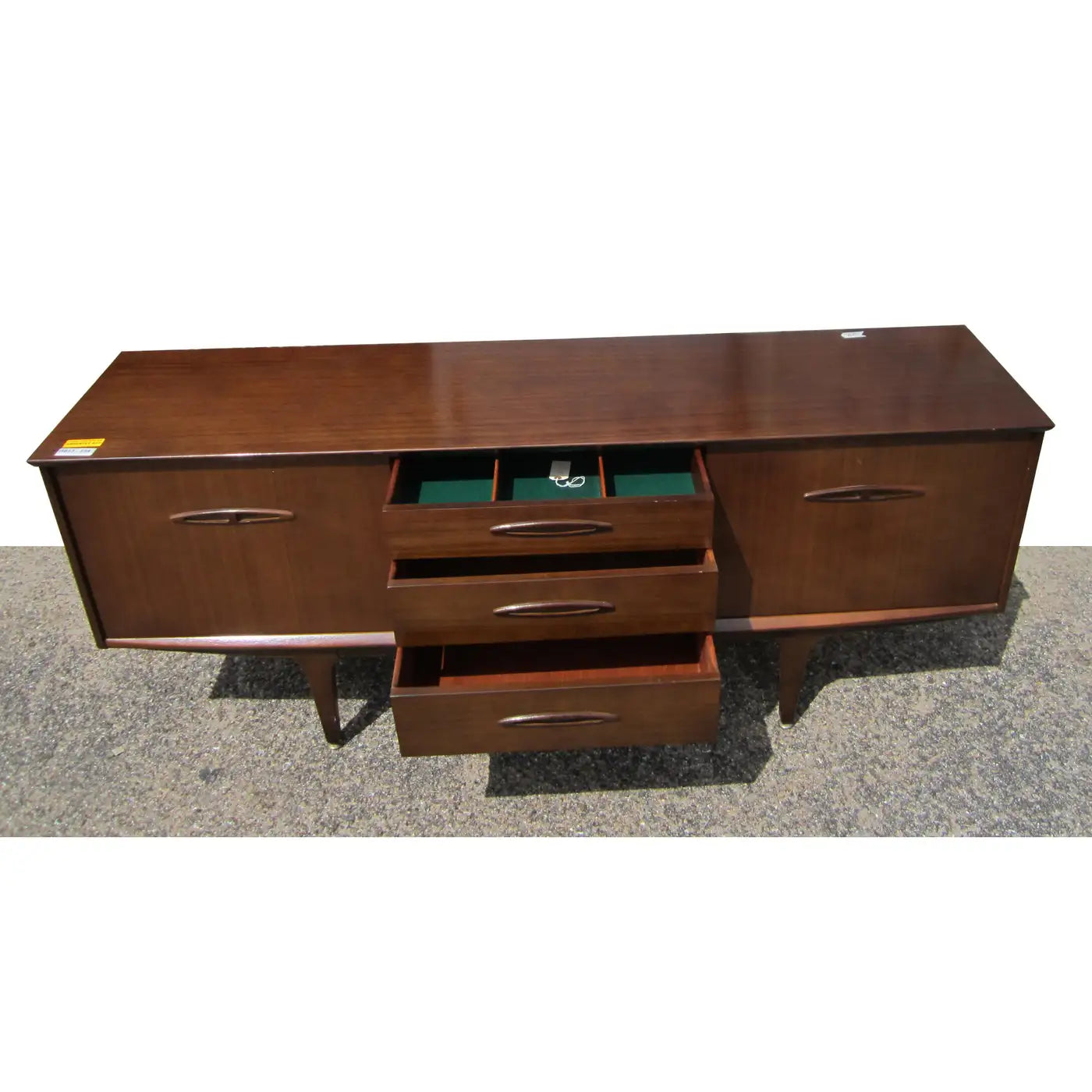 Vintage Mahogany Danish Credenza w/Sliding Doors and Three Drawers