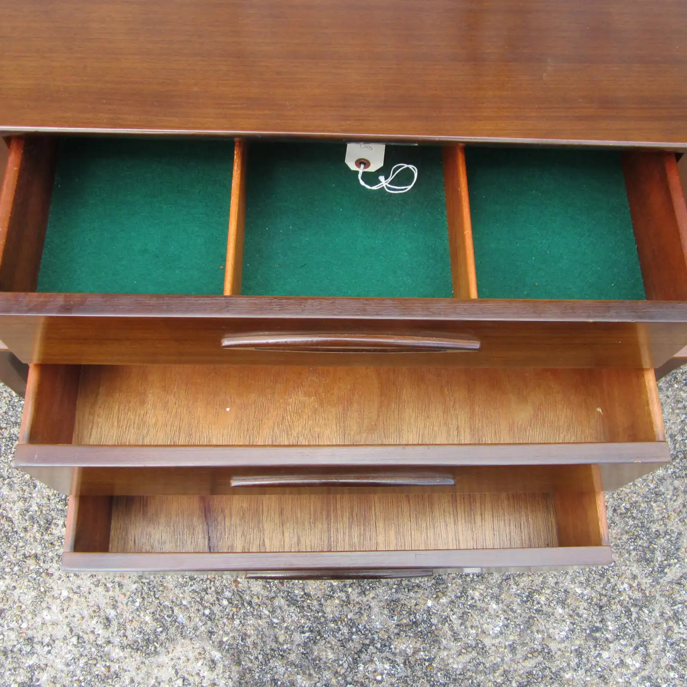 Vintage Mahogany Danish Credenza w/Sliding Doors and Three Drawers