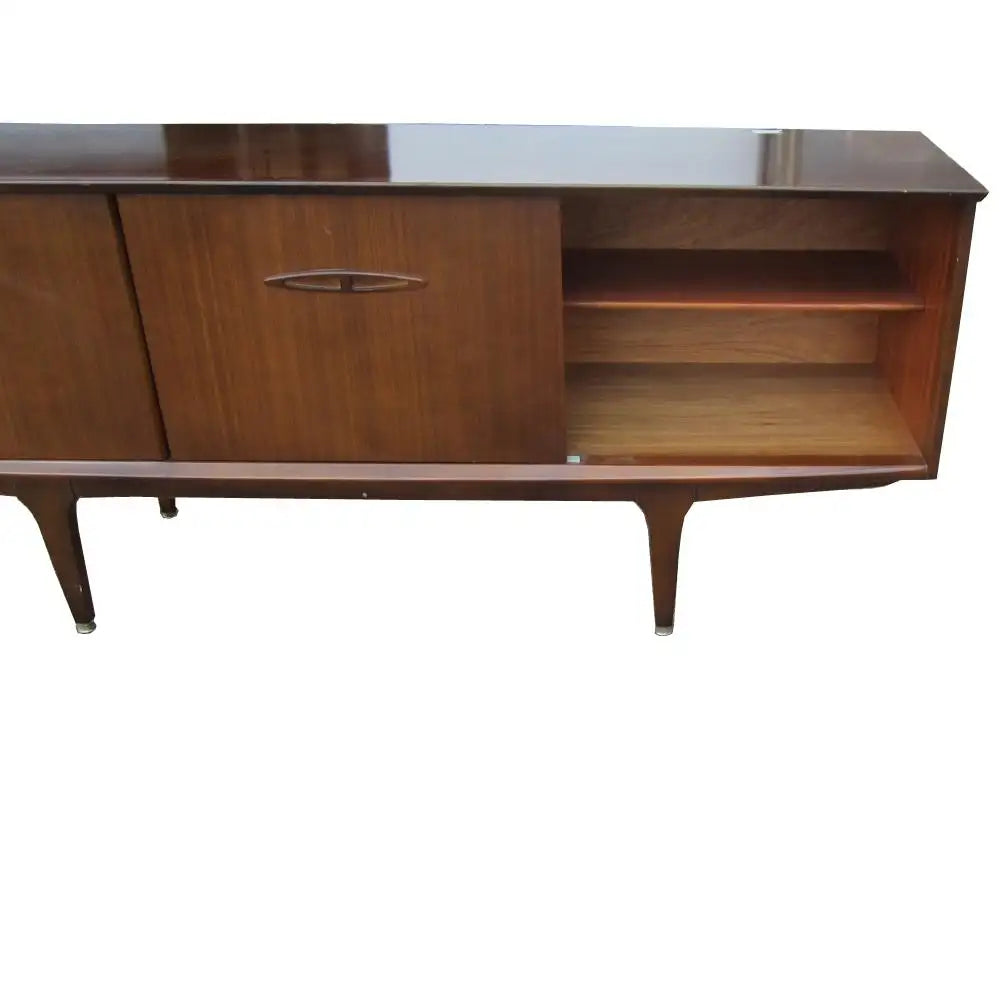 Vintage Mahogany Danish Credenza w/Sliding Doors and Three Drawers