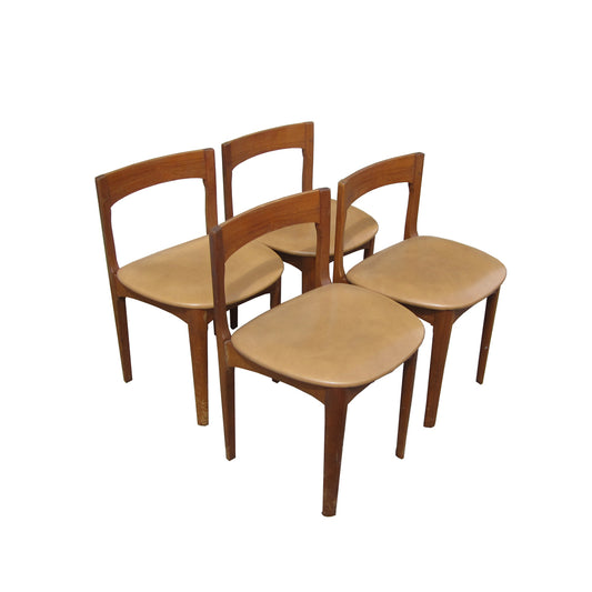 Set of Four Vintage Tan Danish Dining Chairs