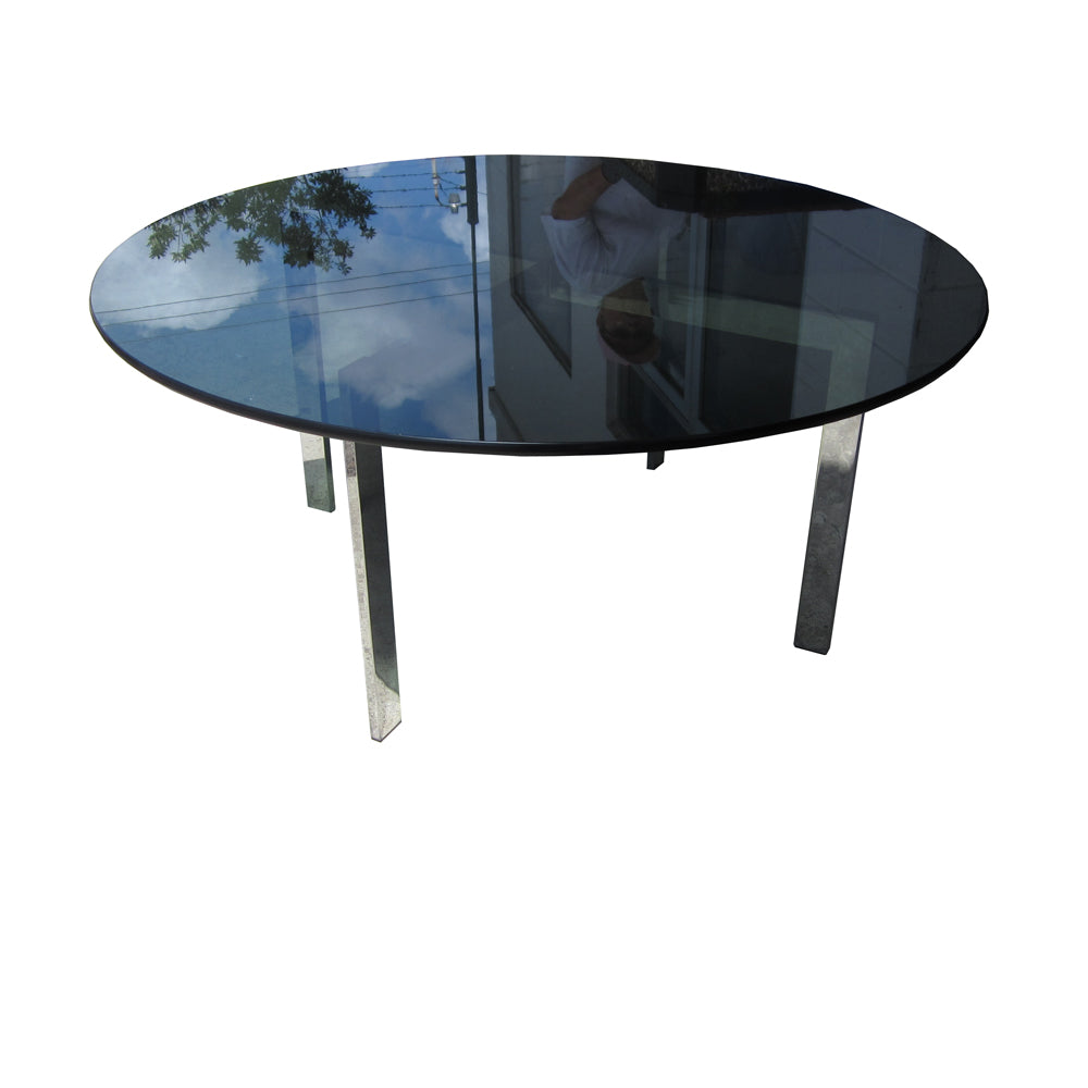 Glass and Chrome Midcentury Modern Coffee Table in the Style of Milo Baughman