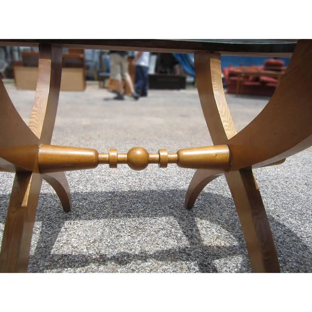 87″ Vintage Mid-Century Glass Top Rosewood Dining Table