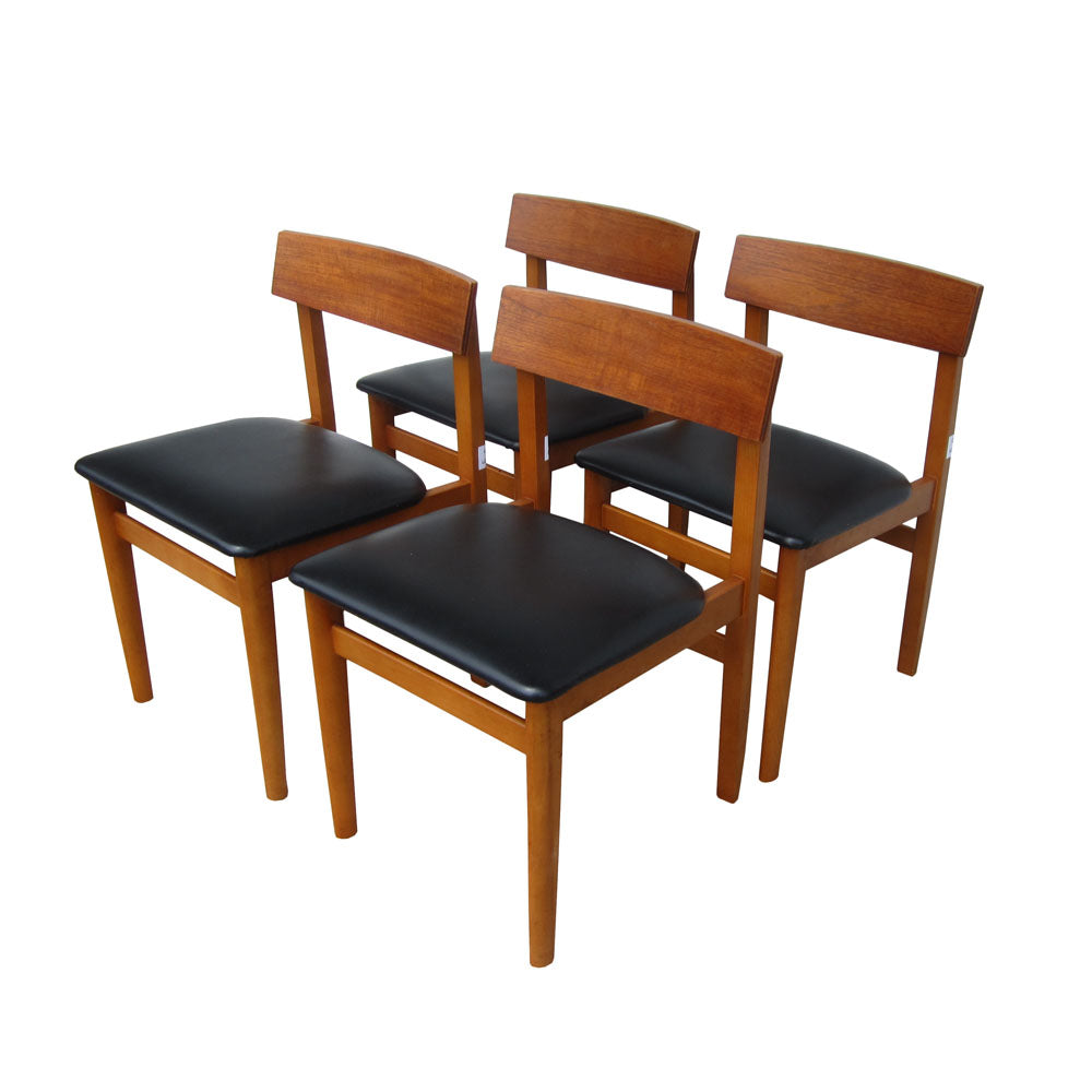 17″ Vintage Mid-Century Teak Leather Chairs (MR13778)