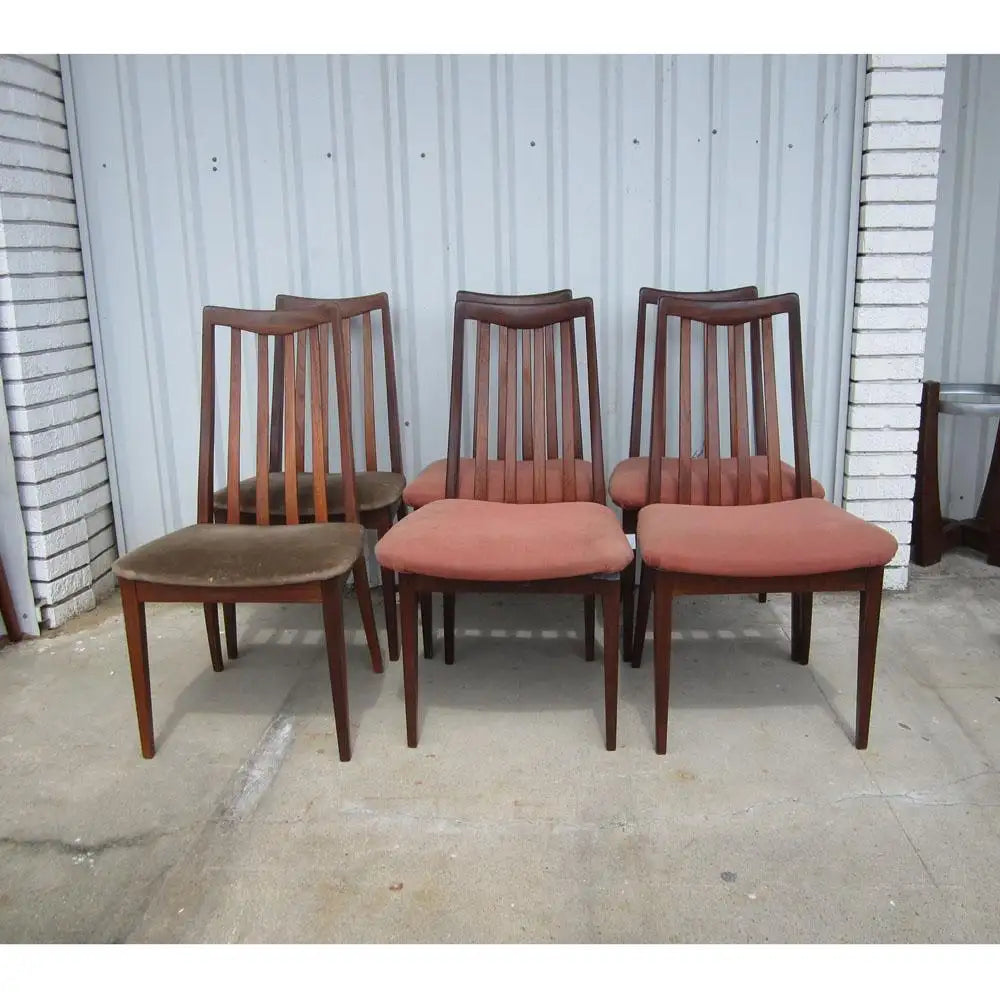 36″ Vintage Mid Century Rosewood Slat Back Chairs