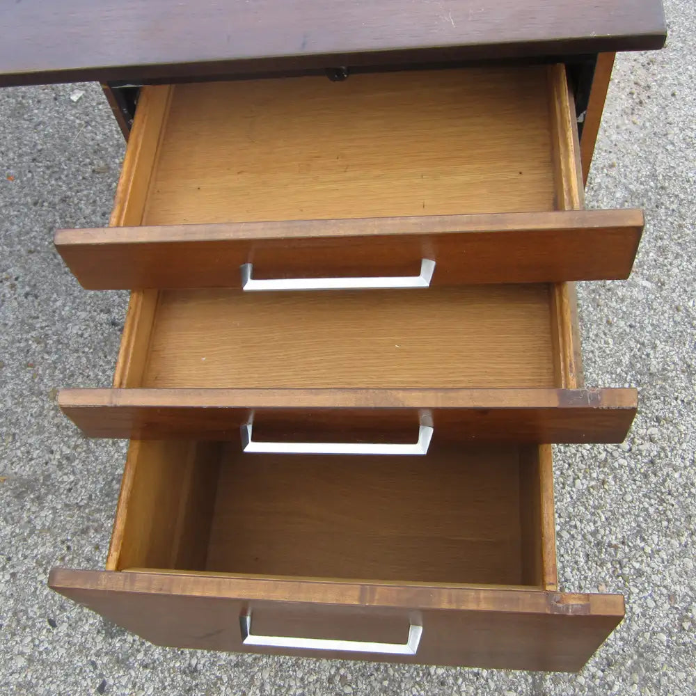 Vintage Walnut Single Pedestal Desk by Stow Davis