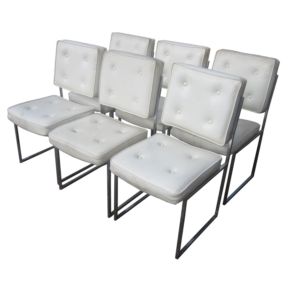 Set of Six Tufted Chromcraft Side Chairs