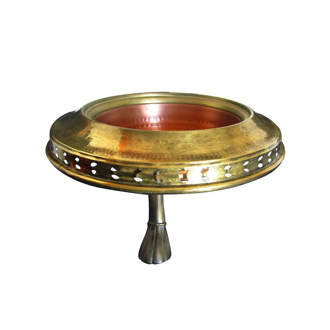 Vintage Italian Brass Brazier with Copper Fire Pit and Light