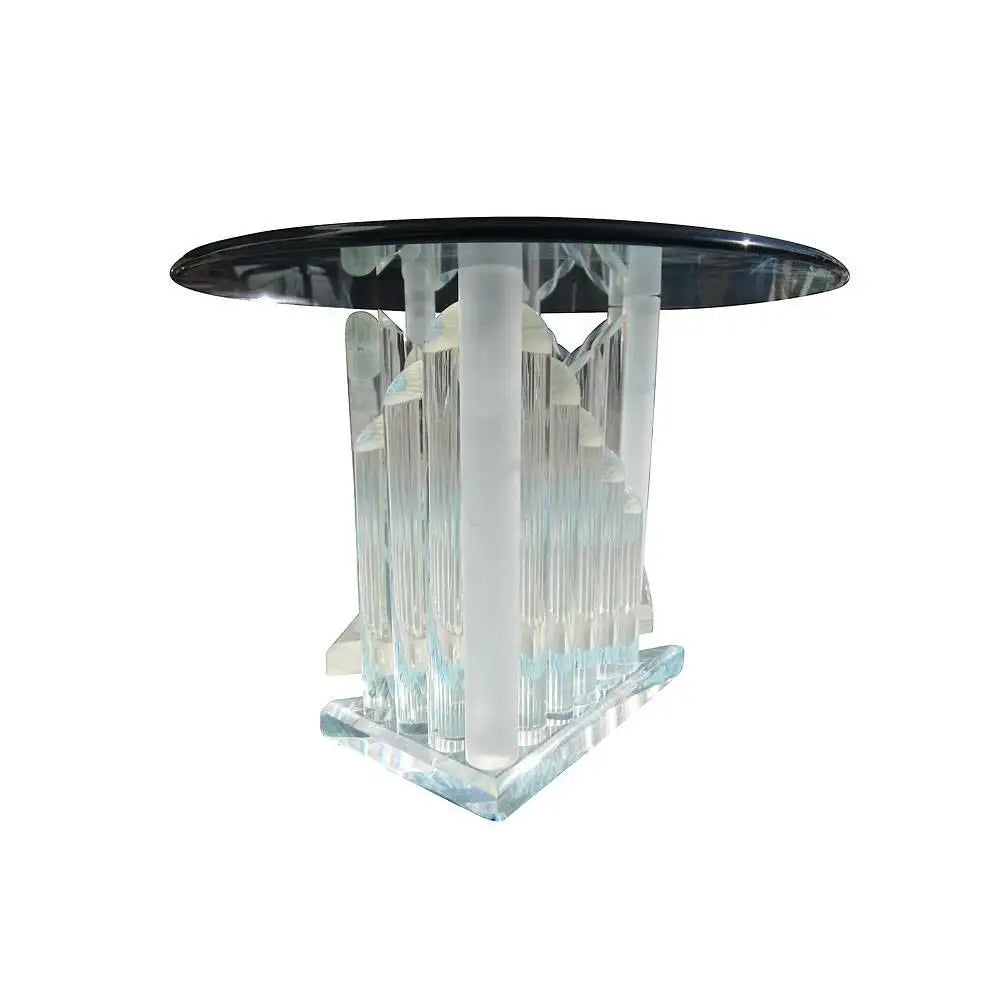 50″ Vintage Oval Glass and Lucite Table