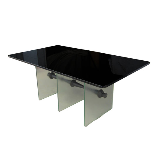 72″ Vintage Art Deco Black Vitrolite Glass Table