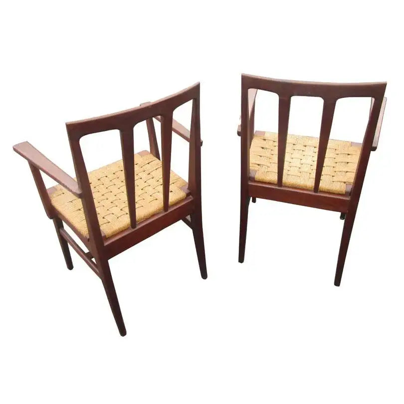Set of 6 Mid Century Danish Rosewood & Rope Dining Chairs