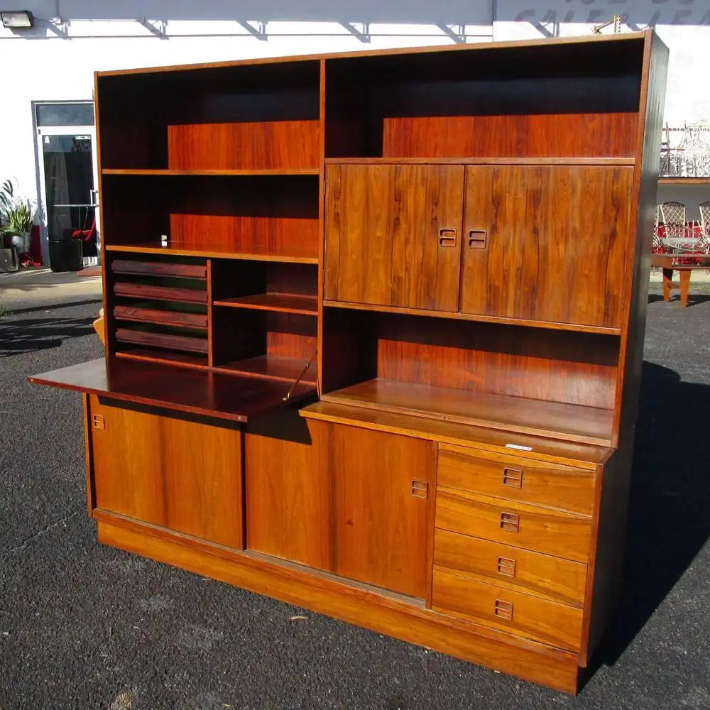 Vintage rosewood Wall unit bookcase cabinet (MR14769)
