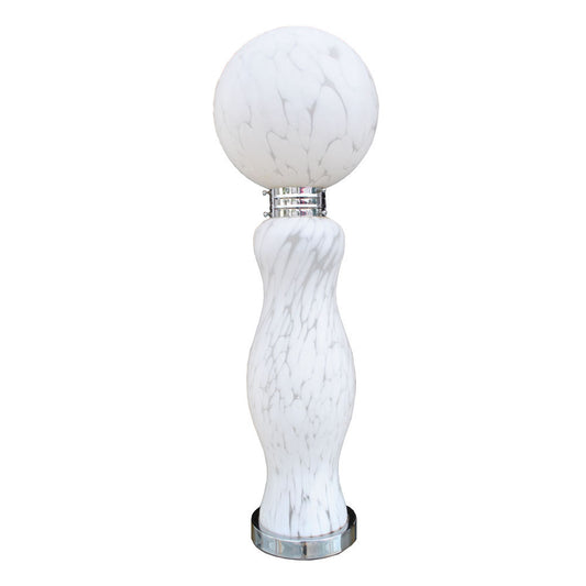 Carlo Nason Mazzega Murano 3.5 ft White Glass and Chrome Lamp (MR15399)