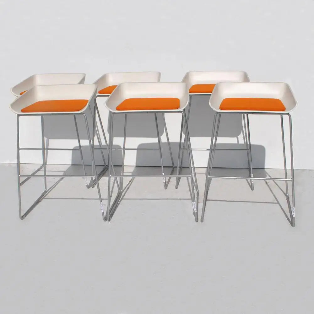 Set of 6 Modern Scoop Bar Height Stools By Steelcase