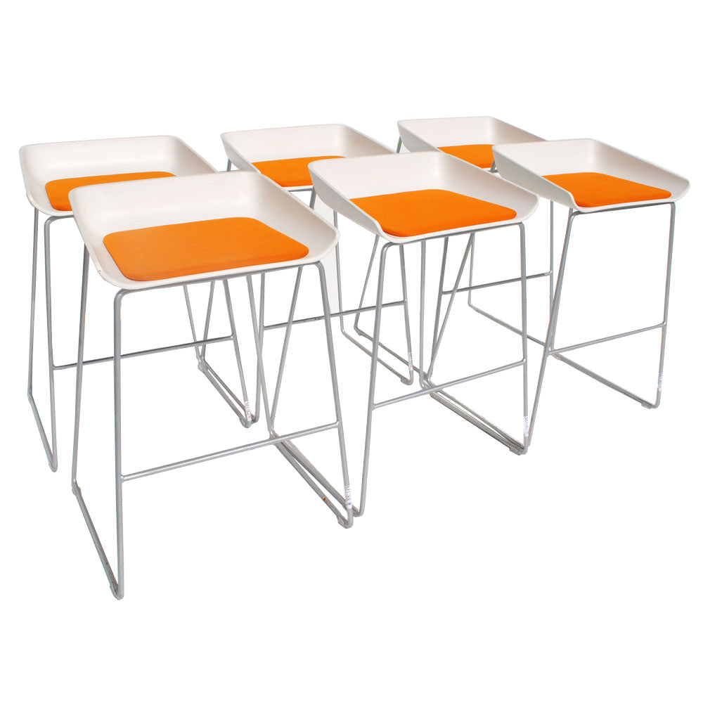 Set of 6 Modern Scoop Bar Height Stools By Steelcase