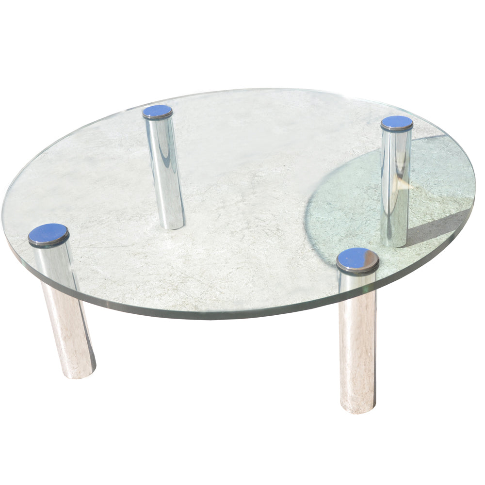 Pace 42″ Glass Top with Chrome Base Coffee Table