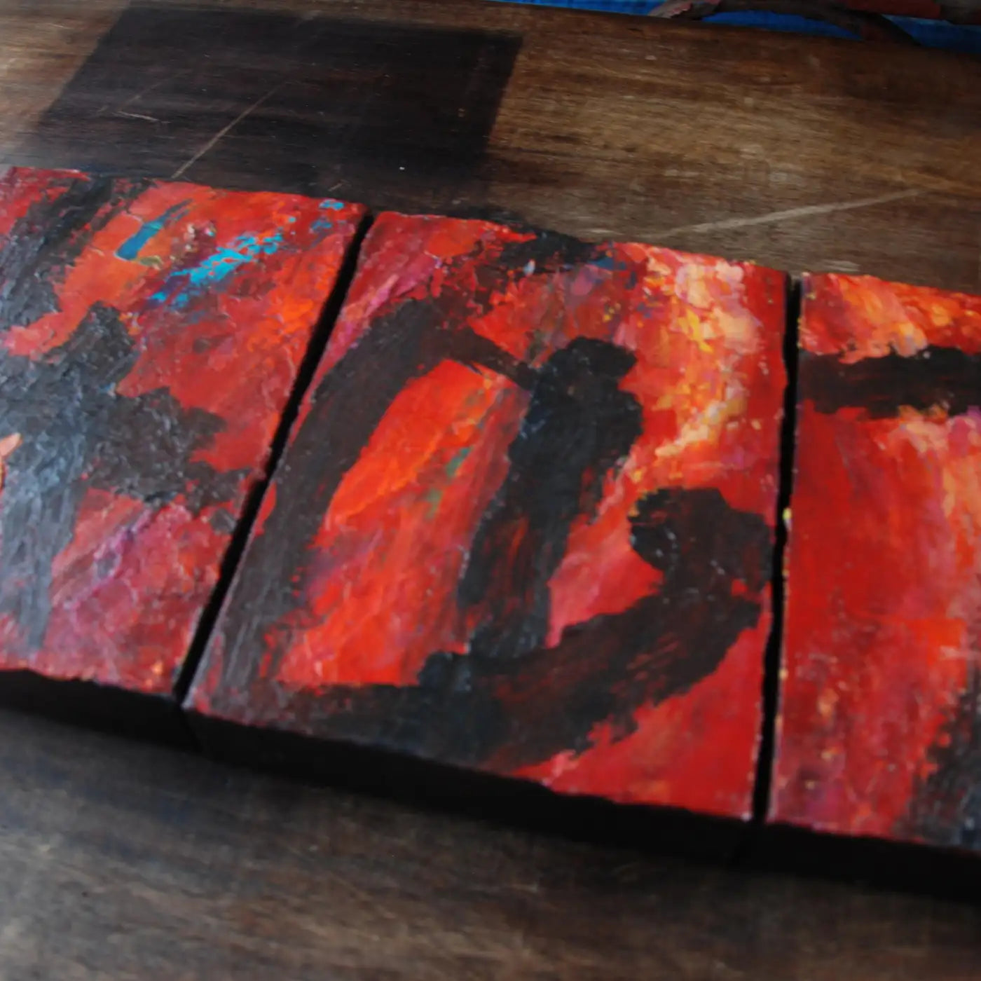 Set of Five Original Signed Abstract Canvases by Allan Rodewald