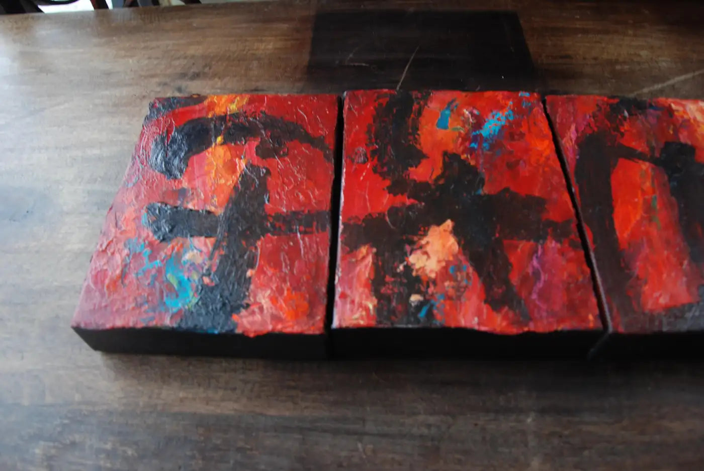 Set of Five Original Signed Abstract Canvases by Allan Rodewald