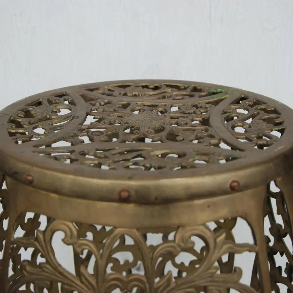 Vintage Brass Fretwork Stool