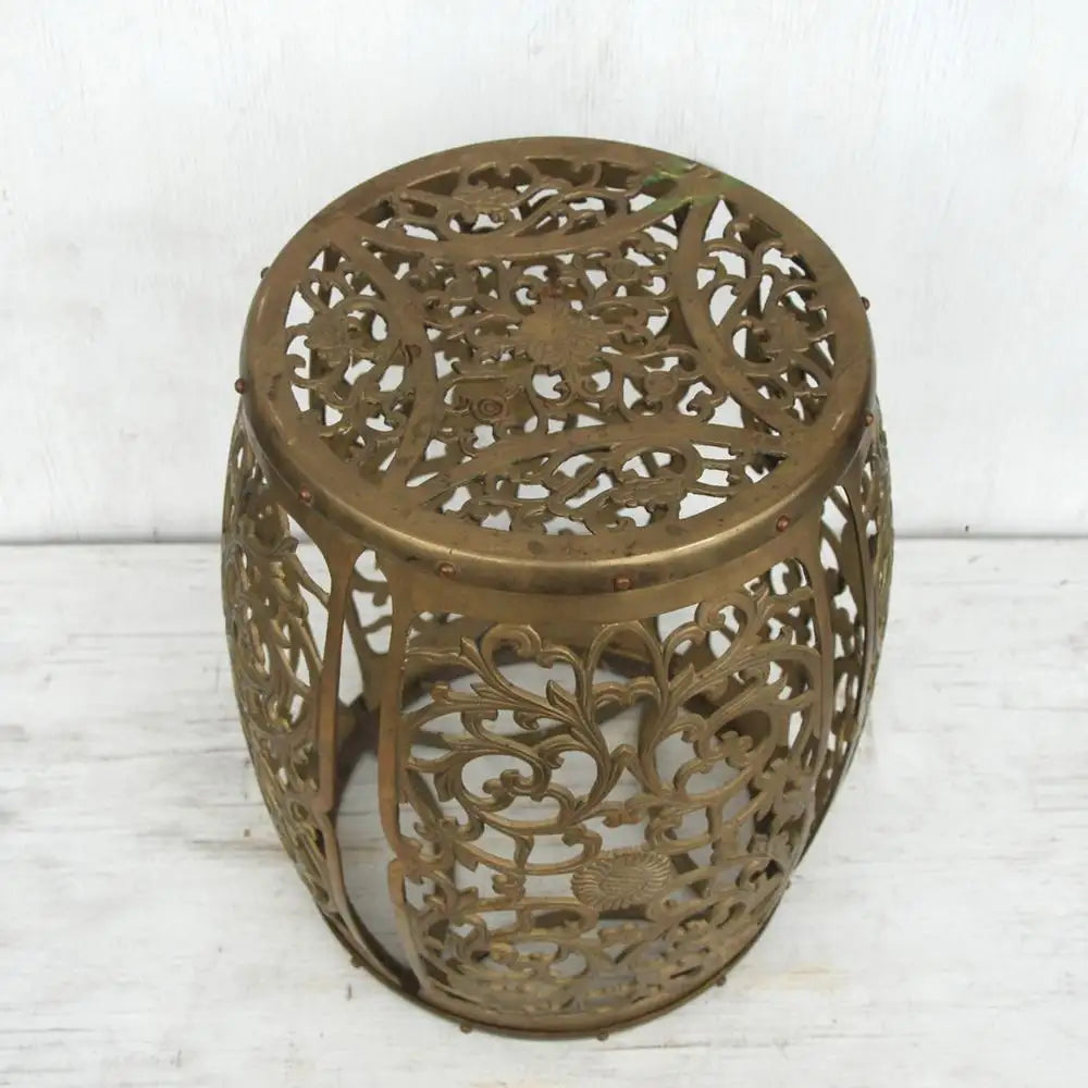 Vintage Brass Fretwork Stool