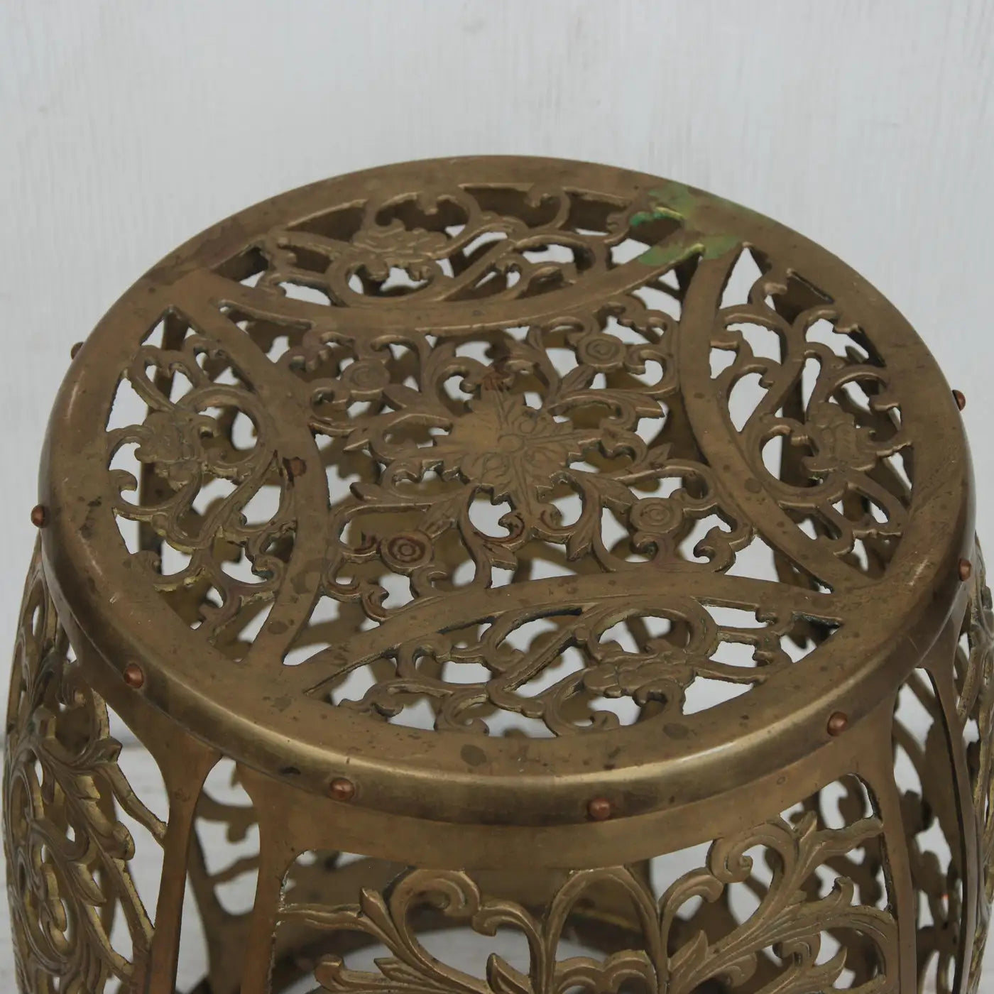 Vintage Brass Fretwork Stool