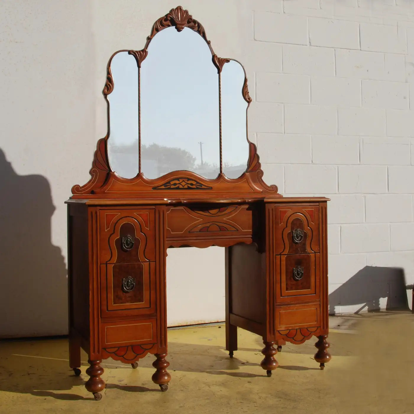 Art Deco/Nouveau Waterfall Vanity with Drawers