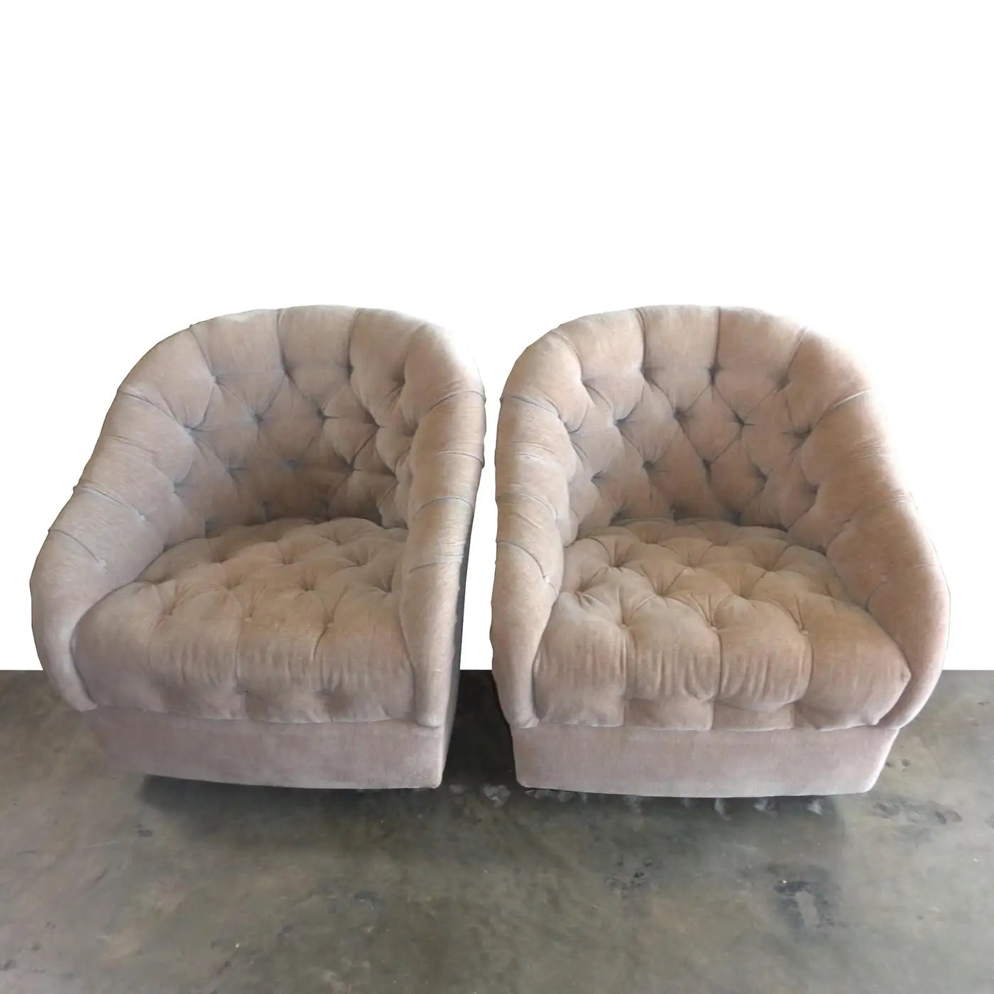 Pair of Ward Bennett Tufted Club Chairs