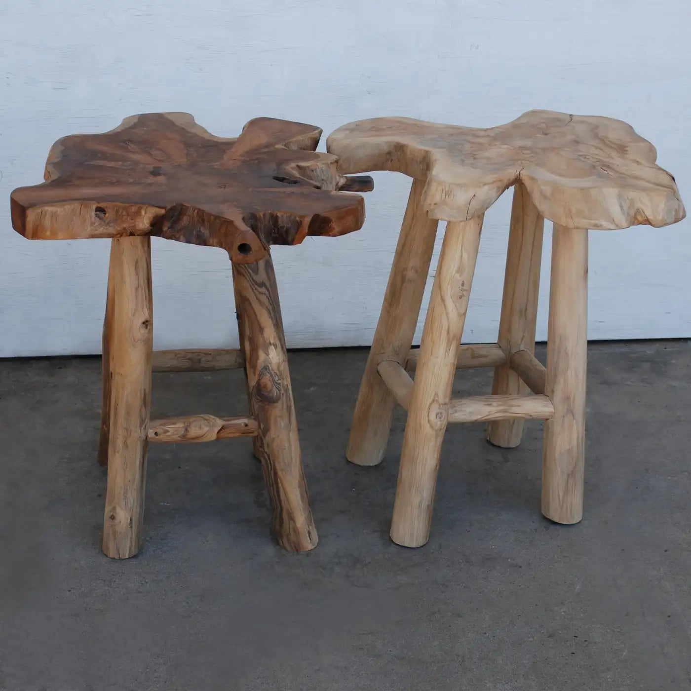 Pair of Rustic Live Edge Stools