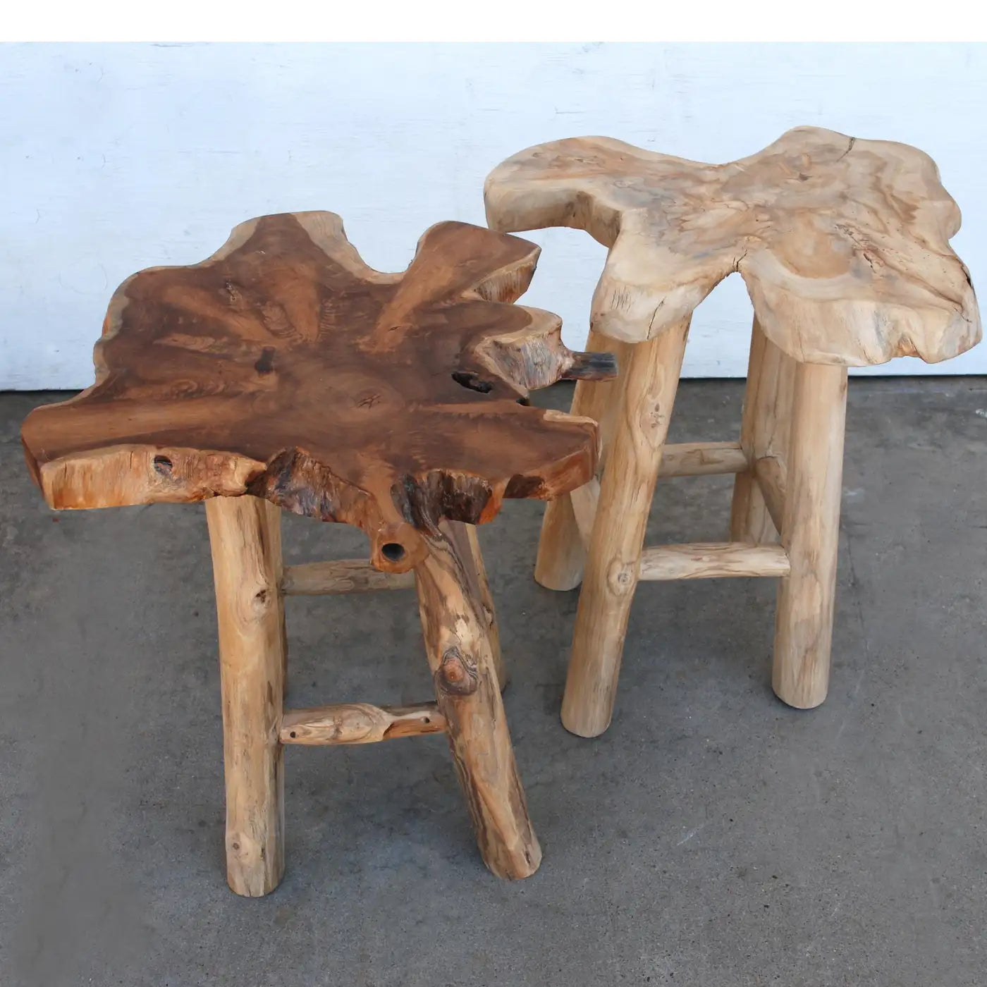 Pair of Rustic Live Edge Stools