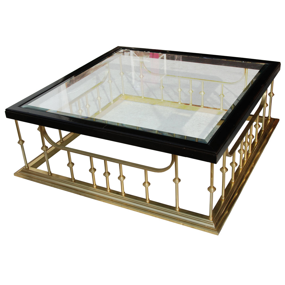42″ Square Glass Brass Coffee Table